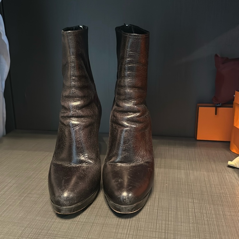 Prada Authentic leather black ankle boots.
